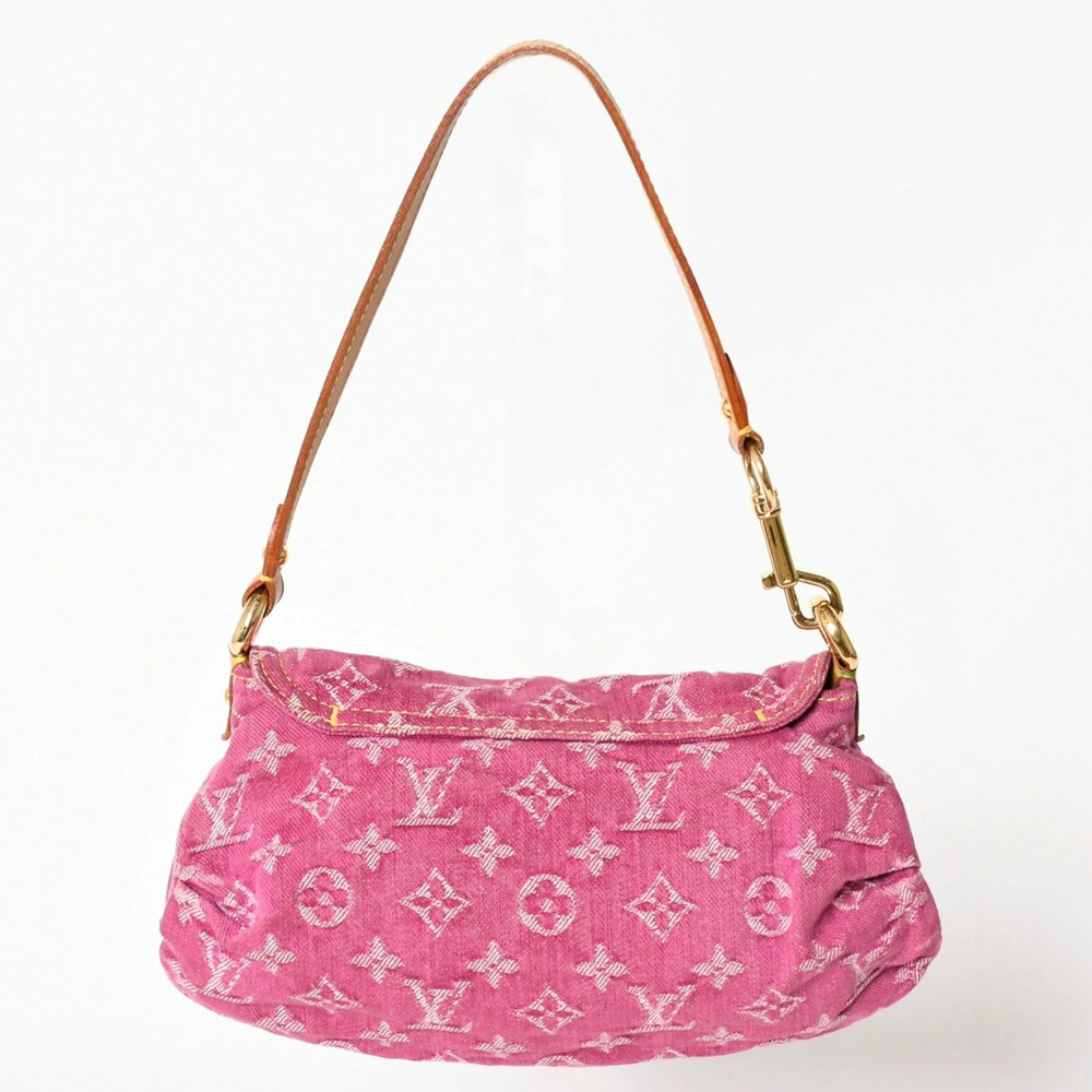 LOUIS VUITTON Pleaty Hobo Bag Monogram Denim Pink
